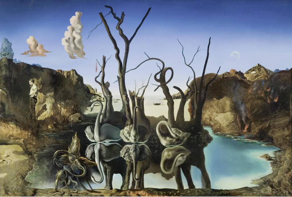 Сальвадор Дали. Лебеди, отражающие слонов. 1937 г. Esther Grether Family Collection © Salvador Dalí, Fundació Gala-Salvador Dalí / 2024, ProLitteris, Zürich. Photo credit: Robert Bayer, Bildpunkt AG